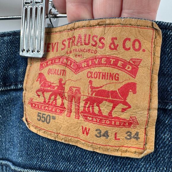 Levi's 550 Jeans Mens 34x34 (35x33 ACTUAL) Blue Relaxed Fit Straight Leg Denim - Picture 4 of 9